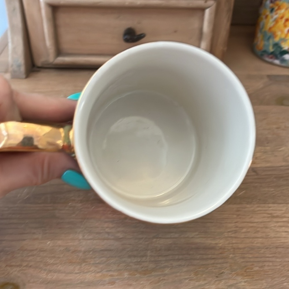 Anthropologie x Rifle Paper Co Mug Garden Party Monogram “W” Gold Handle Floral - Picture 5 of 6